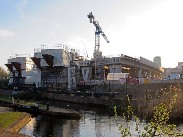 Construction works and crane at Curzon Street, Birmingham